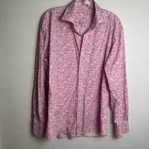 Bertigo Collared  Men’s Pink Floral‎ Button-Down Shirt